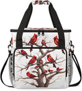 Winter Xmas Coffee Maker Carrying Bag Cardinal Bird Travel Storage Bag Compatible with K-Mini or K-Mini Plus Single Serve Coffee Brewer Carrying Case with Multiple Pockets &amp Shoulder Strap