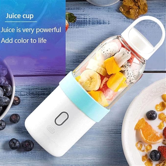 Portable Blender Personal Blender with Rechargeable USB Made with BPA-Free Material Portable Juicer for Smoothie Fruit Juice Milk Shakes 550ml (Color : Blue) (Yellow)