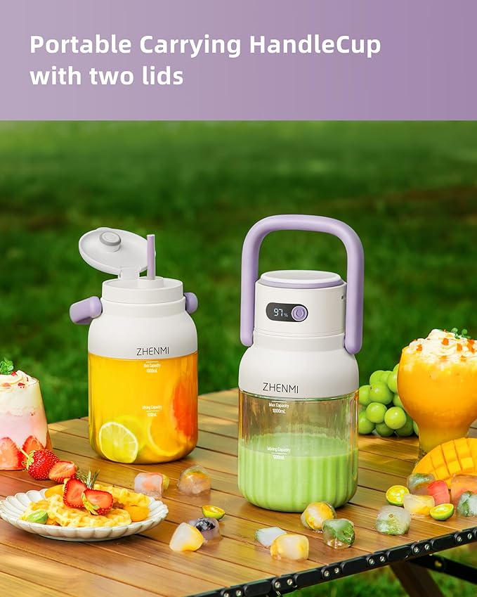 Portable Blender Personal Smoothie &amp Shake Blender 33oz BPA-Free Vessel Leakproof Lid with Sip Spout USB-C Rechargeable Detachable &amp Easy-to-Clean Purple