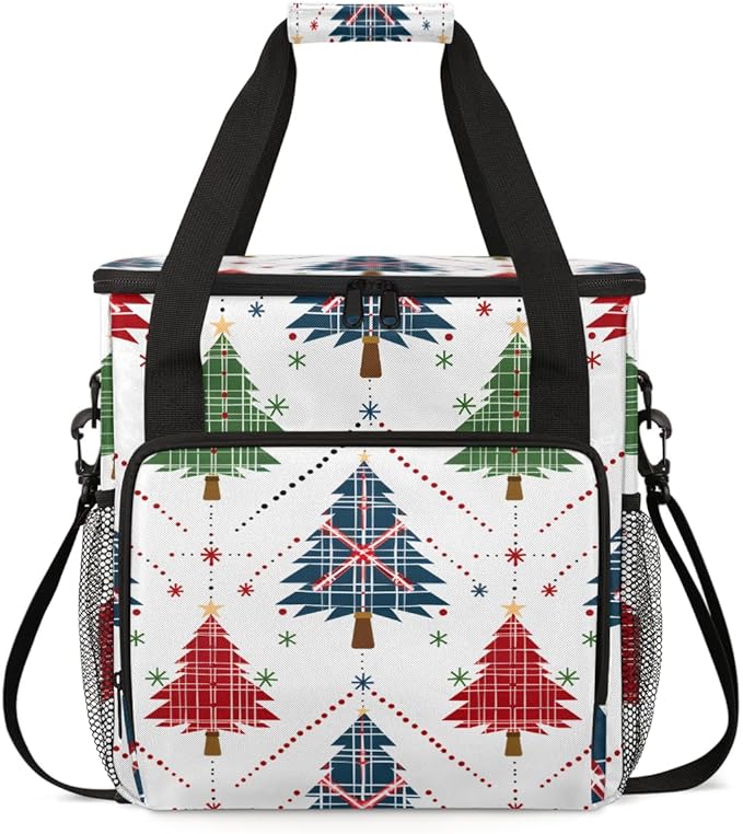 Bright Tree Christmas Coffee Maker Carrying Bag Portable Travel Storage Tote Bag Compatible with K-Mini or K-Mini Plus Single Serve Coffee Brewer Carrying Case with Multiple Pockets &amp Shoulder S