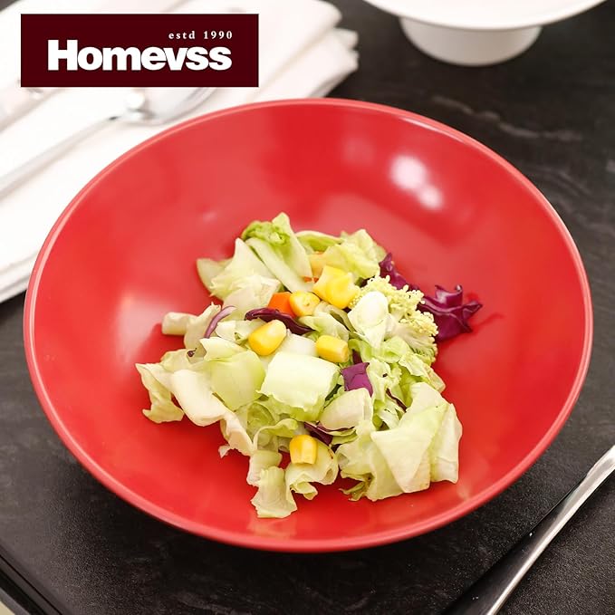 HomeVss Stoneware Two-Tone Colors Life 12pc Dinner SetOutside Shiny Black + Inside Matte Glaze Red
