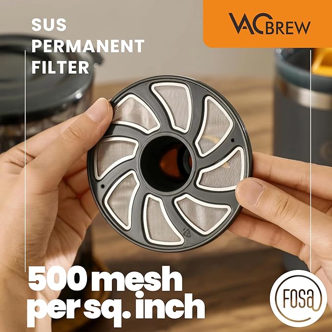FOSA VacBrew - The Ultimate Hot &amp Cold Brew Vacuum Coffee Maker | 4-Program Timer with 17oz (500ml) Dual-Use Carafe (3 Programs Timer Vacuum Pump included)