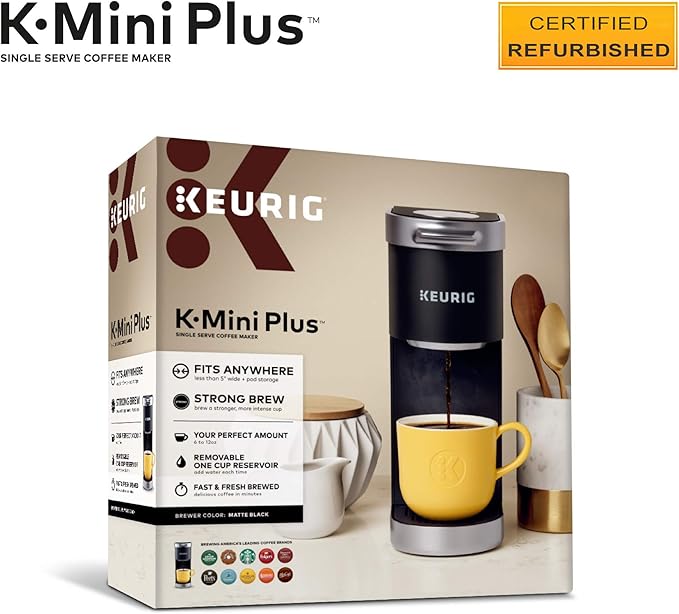 Keurig K-Mini Plus Coffee Maker Certified Refurbished Black (Renewed)