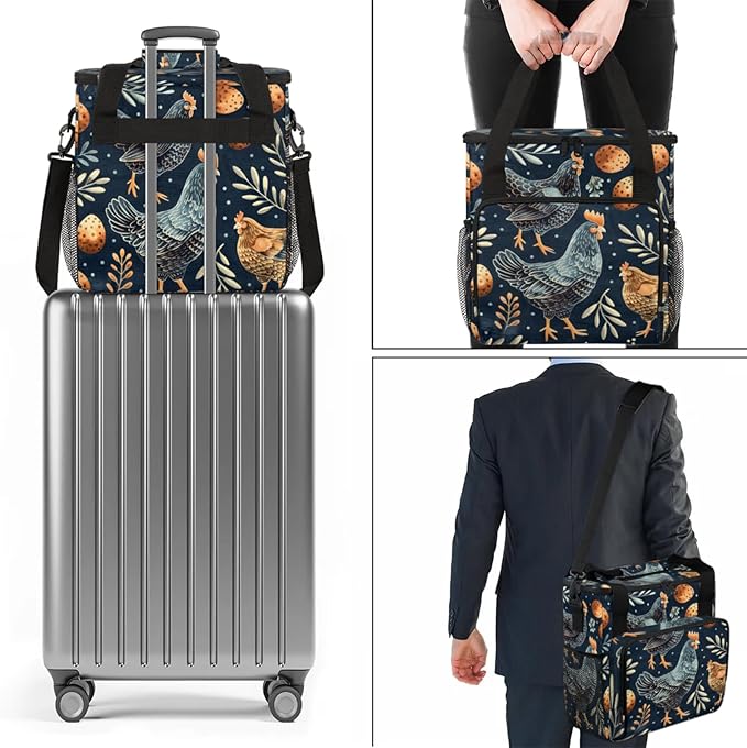 Chicken Leaf Egg Coffee Maker Travel Bag for Keurig K-Mini/K-Mini Plus Insulated Waterproof Tote with Pockets for K-Cup Portable Single-Serve Brewer Case