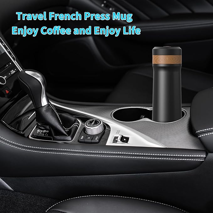 French Press Coffee Maker 320ML Stainless Steel Portable Hot &amp Cold Brew Vacuum Insulated Travel Mug