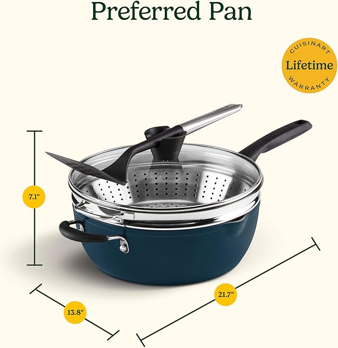 Cuisinart Preferred Pan 4-Pc Set - Nouveau Navy (4.5 Qt. Multi-Purpose Pan w/Cover Steamer Slotted Turner)