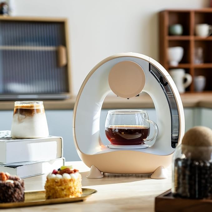 BENFUCHEN Pod and Grounds Single-Serve Coffee Maker 2 in 1 One Cup Coffee Machine Compatible with K-Cup Pod &amp Coffee Grounds/Tea Compact Design 4-8oz Champagne Color