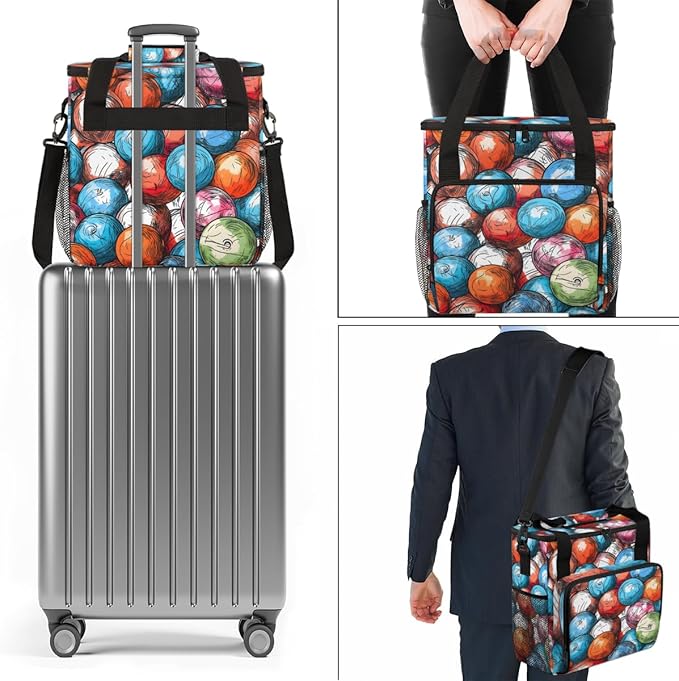 Abstract Ball Coffee Maker Carrying Bag Graffiti Sport Travel Storage Bag Compatible with K-Mini or K-Mini Plus Single Serve Coffee Brewer Carrying Case with Multiple Pockets &amp Shoulder Strap