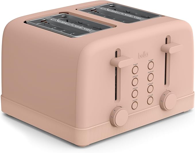 bella 4 Slice Toaster 6 Setting Shade Control with Reheat &amp Cancel Buttons Removable Crumb Tray Anti Jam &amp Auto Shutoff 900 Watt Blossom