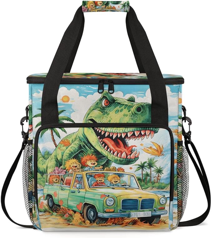 Savanna Animal Coffee Maker Carrying Bag Dino Portable Travel Storage Tote Bag Compatible with K-Mini or K-Mini Plus Single Serve Coffee Brewer Carrying Case with Multiple Pockets &amp Shoulder Str