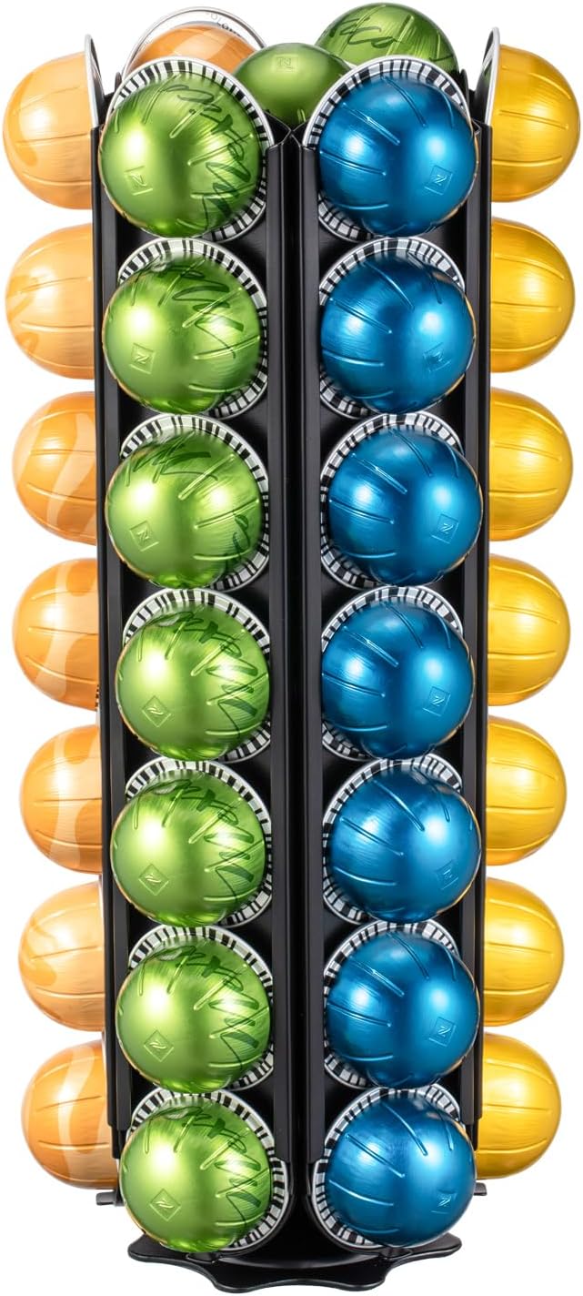 Rice rat Nespresso vertuo Pods Holder Capsules with Central Extra Pod Storage (Carousel-42+ Pods)