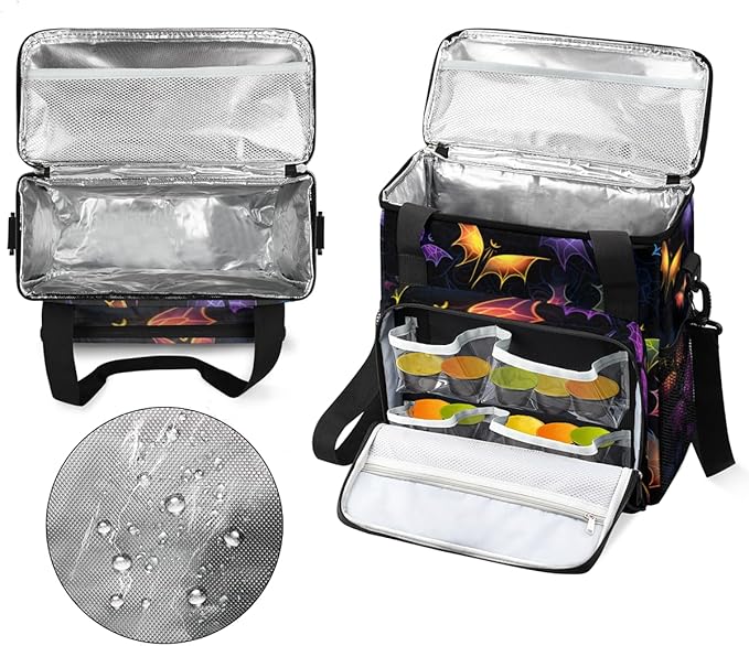 Gothic Bat Coffee Maker Carrying Bag Glowing Bat Travel Storage Bag Compatible with K-Mini or K-Mini Plus Single Serve Coffee Brewer Carrying Case with Multiple Pockets &amp Shoulder Strap