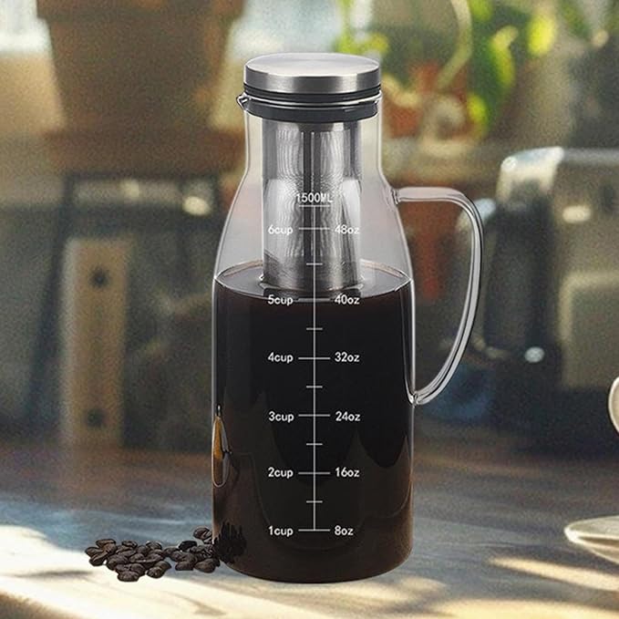 Tea Pot Cold Brew Coffee Maker Transparent Stainless Steel Filter Coffee Cold Extraction Pot Ice Drip Coffee Pot for Bar Cafe
