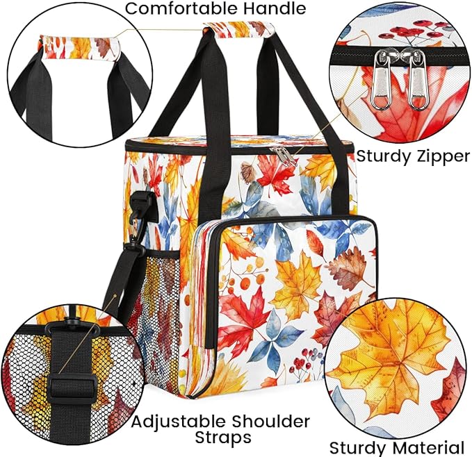 Leaves Watercolor Coffee Maker Carrying Bag Compatible with K-Mini or K-Mini Plus Portable Single Cup Coffee Maker Case with Pockets for K Cup Pods