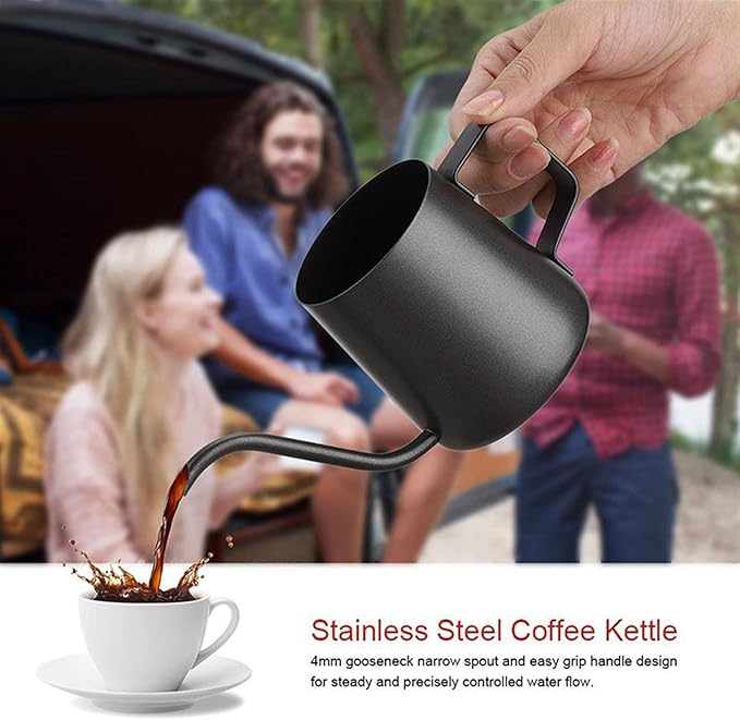 Coffeemaker Pots 350ml Stainless Steel Gooseneck Pour Over Drip Coffee Maker Tea Coffee Cup Pot(Burgundy)