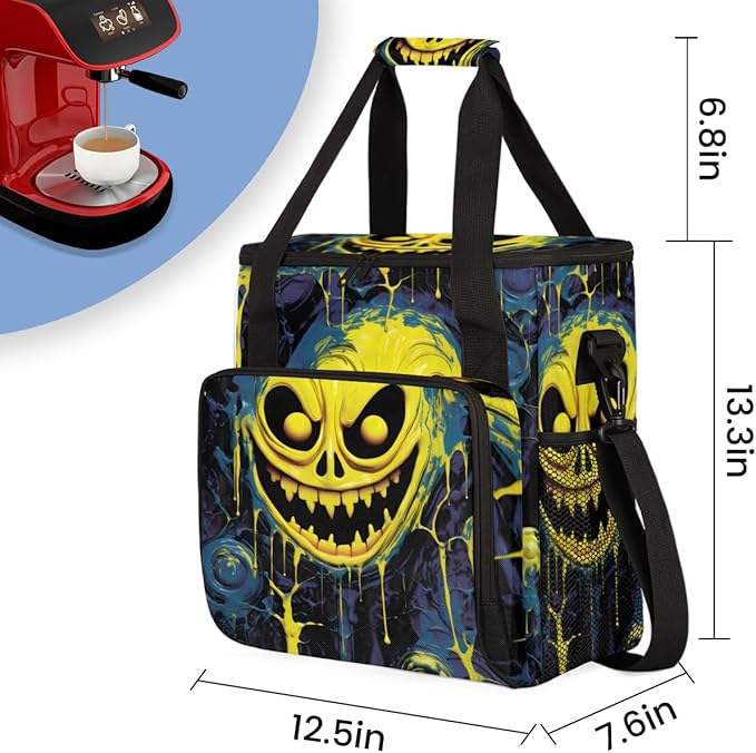 Halloween Ghosts Coffee Maker Carrying Bag Gothic Ghosts Travel Storage Bag Compatible with K-Mini or K-Mini Plus Single Serve Coffee Brewer Carrying Case with Multiple Pockets &amp Shoulder Strap