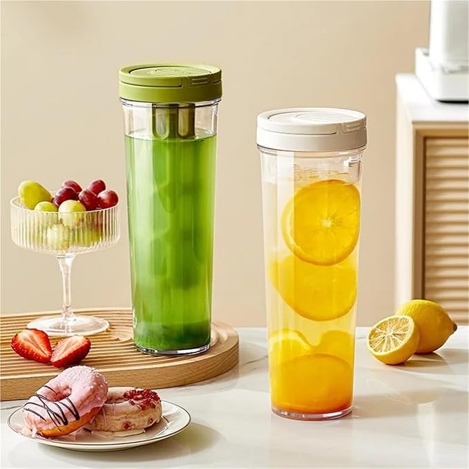 1L Manual Cold Brew Coffee Maker with Handle High-Capacity Water Bottle Summer Portable Juices Tea Fruit Coffeeware Pot(White-1)