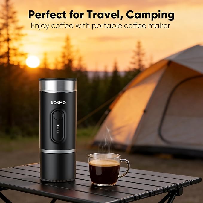 Portable Espresso Machine with Self-Heating System 15 Bar Travel Coffee Maker Compatible with Capsules &amp Ground Coffee USB-C Rechargeable Portable Coffee Machine for Camping Office &amp Trave