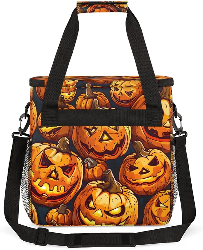 Abstract Pumpkin Coffee Maker Carrying Bag Glowing Pumpkin Travel Storage Bag Compatible with K-Mini or K-Mini Plus Single Serve Coffee Brewer Carrying Case with Multiple Pockets &amp Shoulder Stra