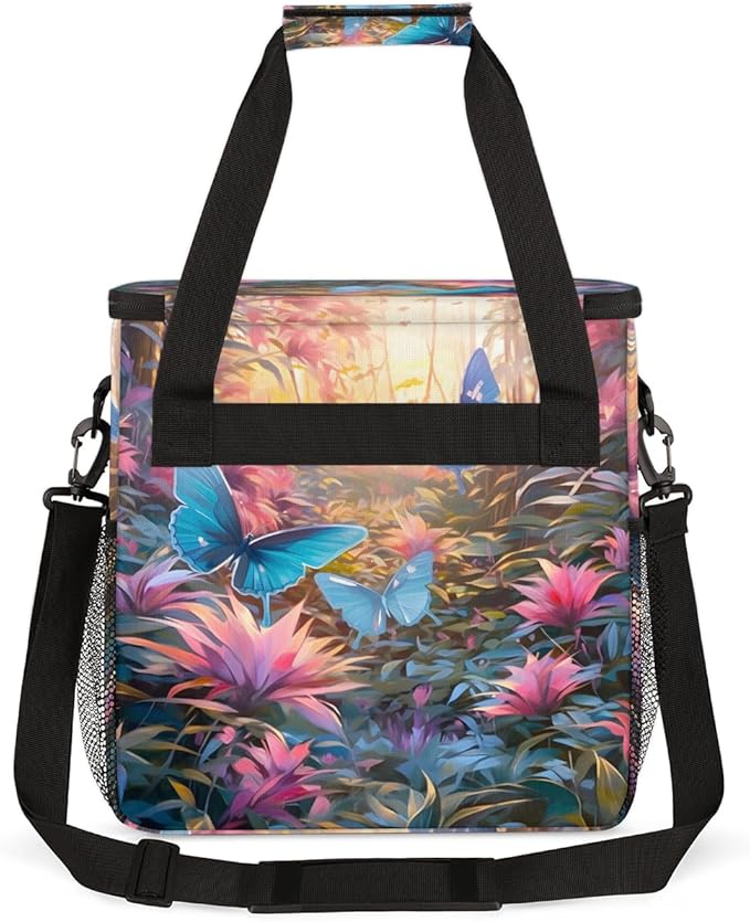 Watercolor Butterfly Coffee Maker Carrying Bag Gorgeous Butterfly Travel Storage Bag Compatible with K-Mini or K-Mini Plus Single Serve Coffee Brewer Carrying Case with Pockets &amp Shoulder Strap