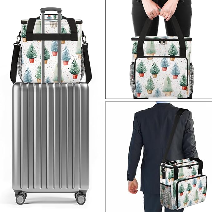 Xmas Tree Coffee Maker Carrying Bag Cartoon Tree Travel Storage Bag Compatible with K-Mini or K-Mini Plus Single Serve Coffee Brewer Carrying Case with Multiple Pockets &amp Shoulder Strap