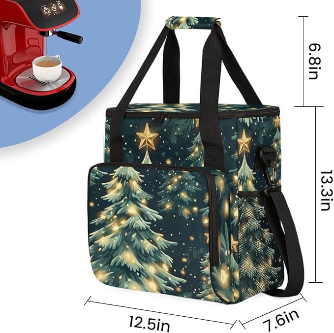 Cartoon Tree Coffee Maker Carrying Bag Abstract Tree Travel Storage Bag Compatible with K-Mini or K-Mini Plus Single Serve Coffee Brewer Carrying Case with Multiple Pockets &amp Shoulder Strap