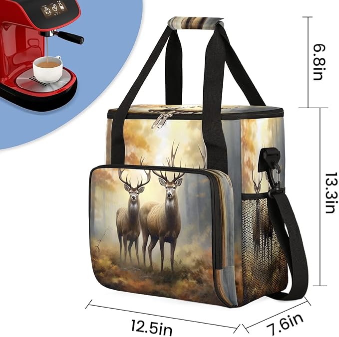 Deer Dreamy Misty Forest Coffee Maker Carrying Bag for Keurig K-Mini or K-Mini Plus Storage Portable Coffee Maker Travel Bag