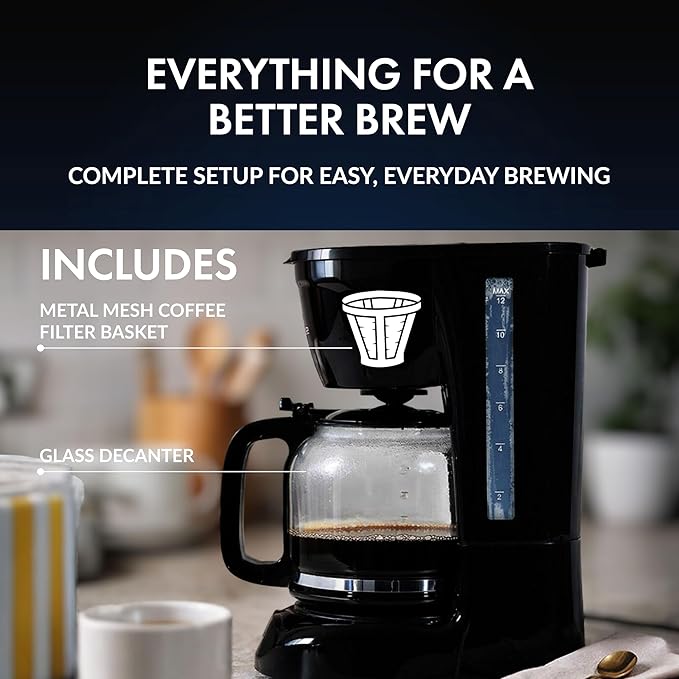 Newhouse Electric Coffee Machine NHCM-001-12 12-Cup Coffee Maker with Auto Shut Off Electric Pot with Metal Mesh Coffee Filter Basket ETL Certified for Hospitality and Residential Use