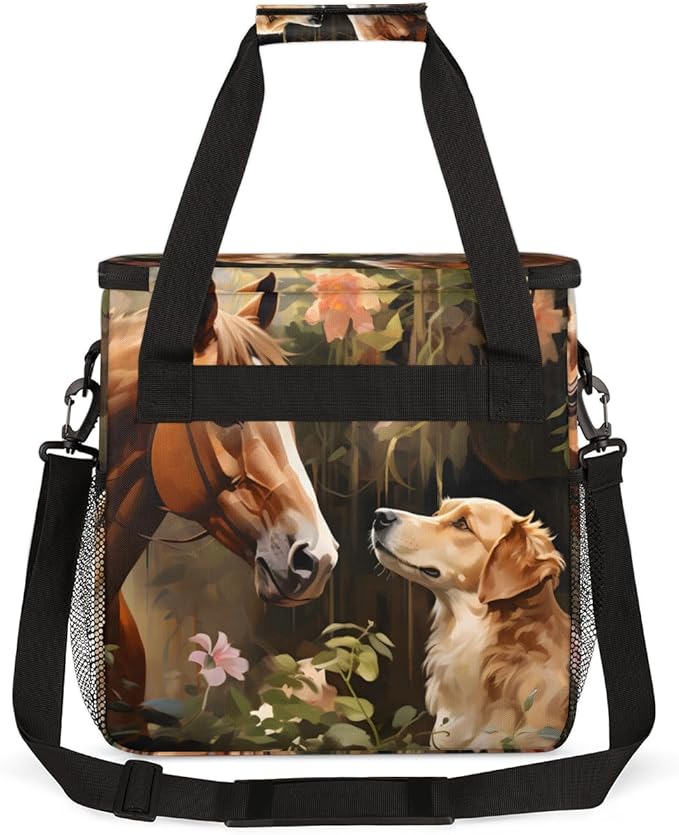 Horse Dog Coffee Maker Carrying Bag Portable Travel Storage Tote Bag Compatible with K-Mini or K-Mini Plus Single Serve Coffee Brewer Carrying Case with Multiple Pockets &amp Shoulder Strap