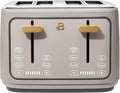 4 Slice Toaster with Touch Control Panel 1800W Fast Heating 7 Toast Shade Levels Extra Wide Slots for Bagels Removable Crumb Tray (Porcini Taupe)