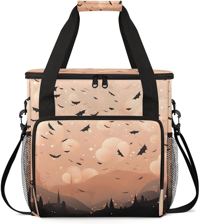 Gothic Bat Coffee Maker Carrying Bag Modern Bat Portable Travel Storage Tote Bag Compatible with K-Mini or K-Mini Plus Single Serve Coffee Brewer Carrying Case with Multiple Pockets &amp Shoulder S
