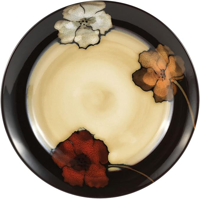 Pfaltzgraff Painted Poppies 16-Piece Dinnerware Set Service for 4 Colorful Floral Stoneware Plates Bowls and Mugs Microwave and Dishwasher Safe