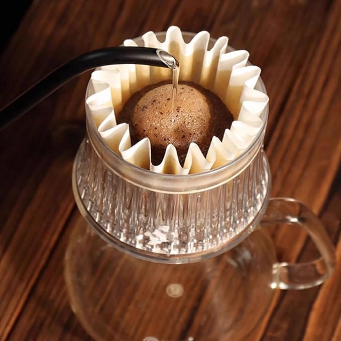 Pour Over Coffee Maker Slow Drip Style Brewer Cup Adjustable Drip Rate with 50 Pcs Paper Filter Glass Carafe for Home Café Restaurant Camping