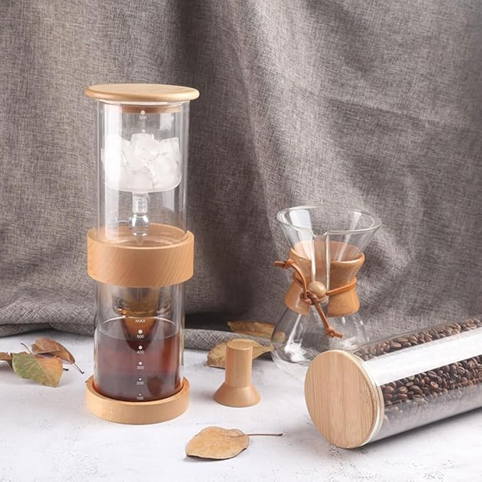 Iced drip coffee maker with Adjustable valve for Home Office 16.9oz Cold Brew Drip Tower Coffee Makers with Filter Fits Most Coffee Pots