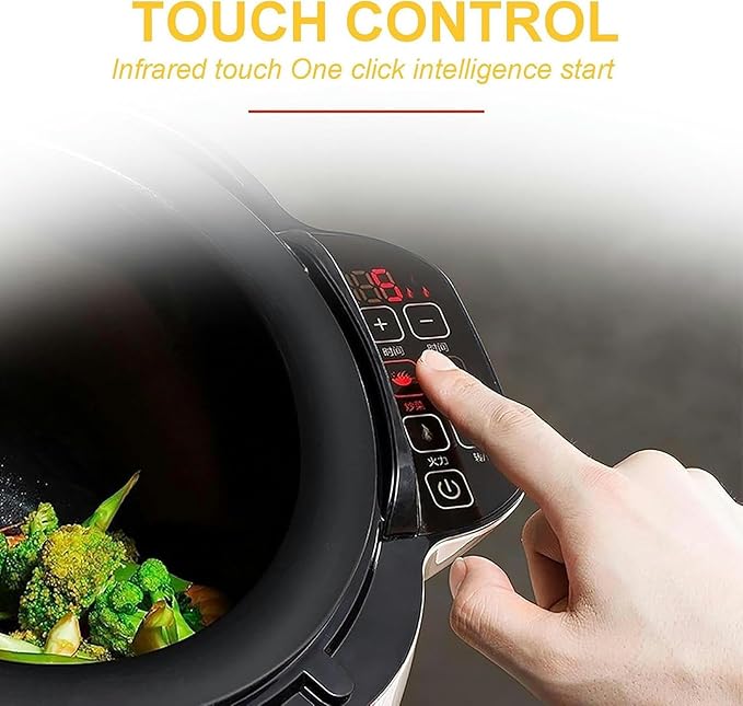 Kitchens Cook Robot with Visible Lid 6L Auto Cooking Fried Rice MachineAdjustable Pot Body Tilt Angle 3 Adjustable Fire Levels