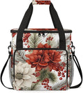 Christmas Flowers Coffee Maker Carrying Bag Glowing Flowers Travel Storage Bag Compatible with K-Mini or K-Mini Plus Single Serve Coffee Brewer Carrying Case with Multiple Pockets &amp Shoulder Str