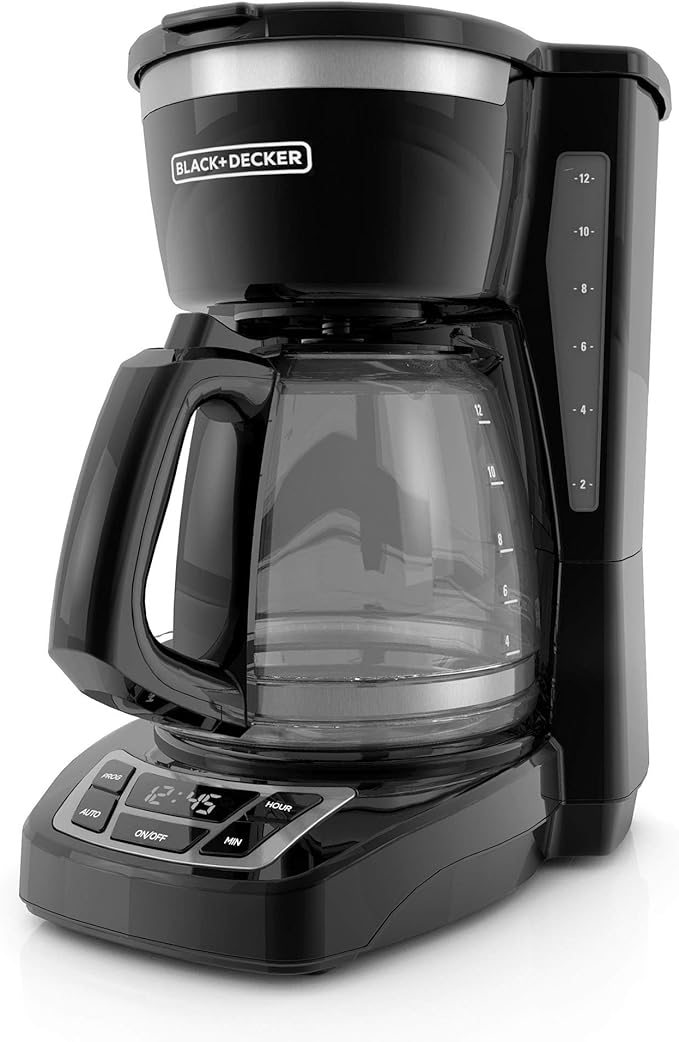 BLACK+DECKER 12-Cup Digital Coffee Maker CM1160B Programmable Washable Basket Filter &amp 8-Slice Crisp 'N Bake Air Fry Toaster Oven TO3265XSSD 5 Cooking Functions