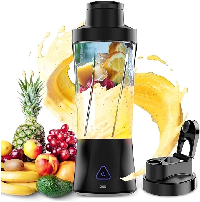 Portable Blender 6000mAh USB Rechargeable Smoothie Maker 24oz BPA Free Juicer Cup with 6 Blades for Shakes Travel Home &amp Office