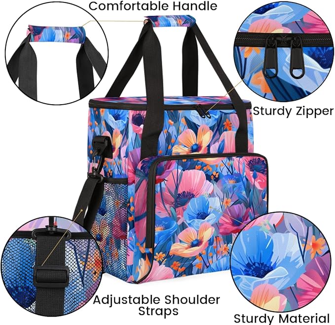 Radiant Flower Coffee Maker Carrying Bag Portable Travel Storage Tote Bag Compatible with K-Mini or K-Mini Plus Single Serve Coffee Brewer Carrying Case with Multiple Pockets &amp Shoulder Strap