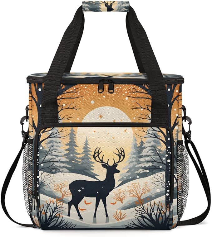 Abstract Elk Coffee Maker Carrying Bag Artistic Elk Travel Storage Bag Compatible with K-Mini or K-Mini Plus Single Serve Coffee Brewer Carrying Case with Multiple Pockets &amp Shoulder Strap