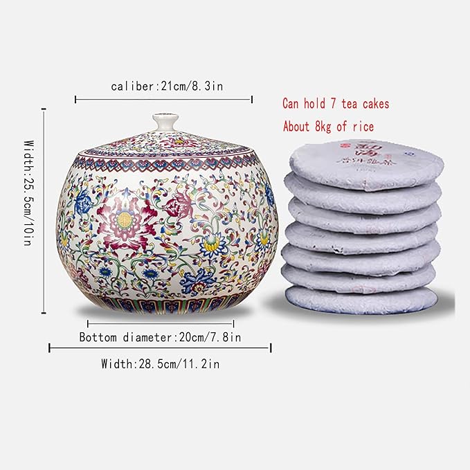 Rice Dispenser Airtight Storage Bucket Home Rice Storage Box Ceramic Bucket Ceramic Grain Storage Container with Lid for Grains Snacks Candy Coffee Beans Food Dispenser Grain Dispenser(B)