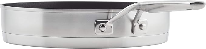 KitchenAid 3-Ply Base Brushed Stainless Steel Induction Pots and Pans Set with Nonstick Round Grill Pan and Lids Dishwasher Safe 10 Piece Cookware Set Brushed Stainless Steel