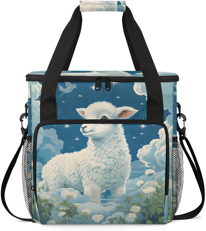 Cloud Sheep Coffee Maker Carrying Bag Cartoon Sheep Travel Storage Bag Compatible with K-Mini or K-Mini Plus Single Serve Coffee Brewer Carrying Case with Multiple Pockets &amp Shoulder Strap