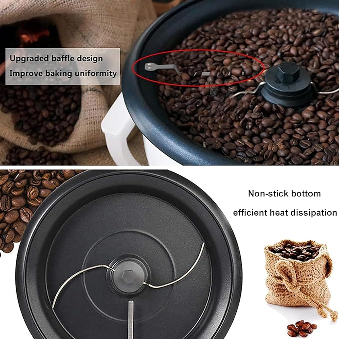 Electric Coffee Maker Automatic Coffee Roaster With Constant Temperature Non-Stick Coffee Bean Burner Ideal For Household Commercial Use Of Coffee Cereals