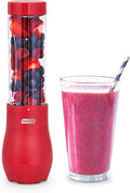 Dash Mighty Mini 10 oz Compact Personal Bottle Blender with Travel Lid Red