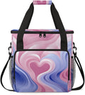 Tie Dyeing Coffee Maker Carrying Bag Pink Heart Portable Travel Storage Tote Bag Compatible with K-Mini or K-Mini Plus Single Serve Coffee Brewer Carrying Case with Multiple Pockets &amp Shoulder S