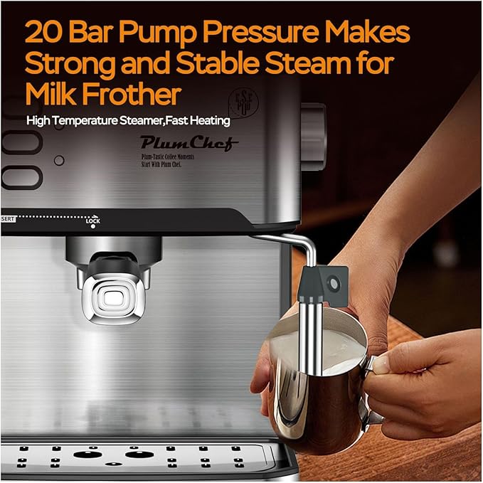 Espresso Machine 20 Bar Compact Coffee Maker with Milk Frother