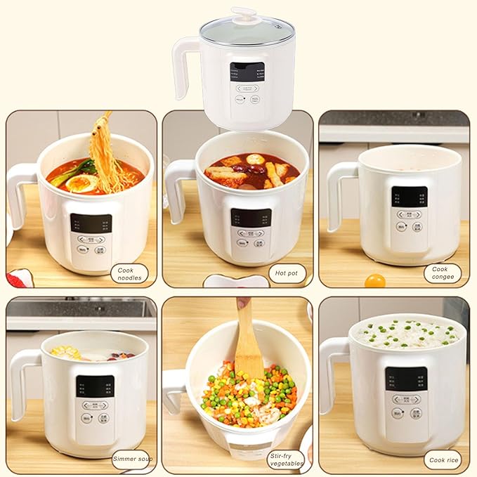 Yosoo Multifunctional Electric Anti Stick Cooker for Noodles Rice Soups Well Sized with Safe Materials Washable Smart Power Off Function (US Plug 110V)