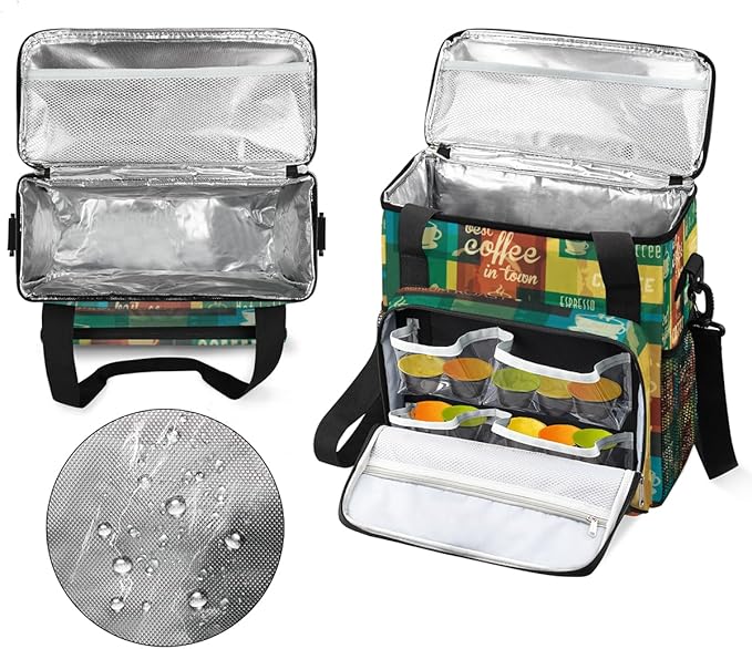Keurig K-Mini Plus Portable Coffee Brewer Case - Rainbow Typographic Travel Carrying Storage Tote Bag with Pockets for K-cup