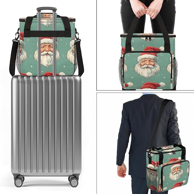 Abstract Santa Claus Coffee Maker Carrying Bag Mystical Santa Claus Travel Storage Bag Compatible with K-Mini or K-Mini Plus Single Serve Coffee Brewer Carrying Case with Pockets &amp Shoulder Stra